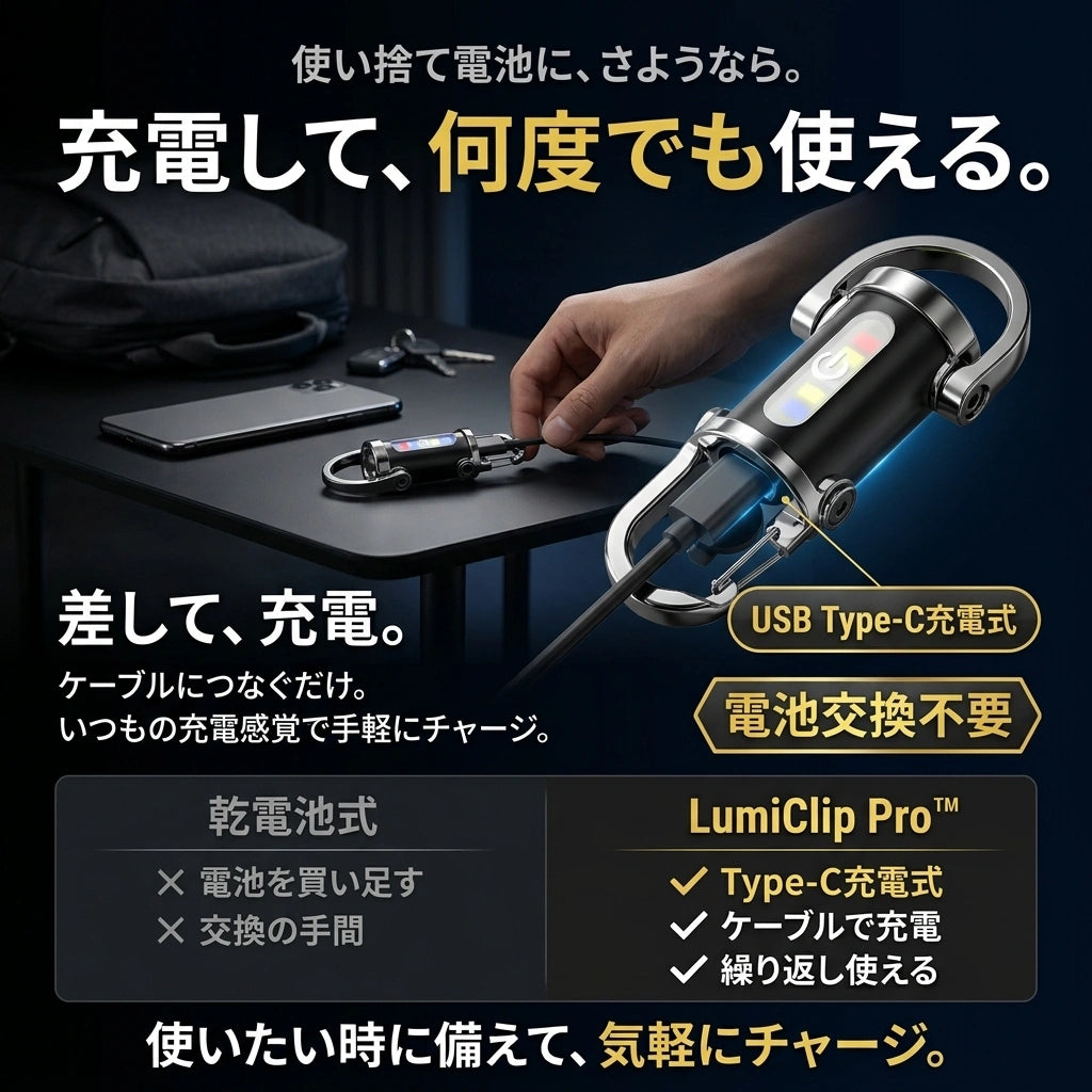 LumiClip Pro™ - 手のひらサイズで驚きの明るさ。超高輝度1200LM・6モード搭載の充電式ミニライト