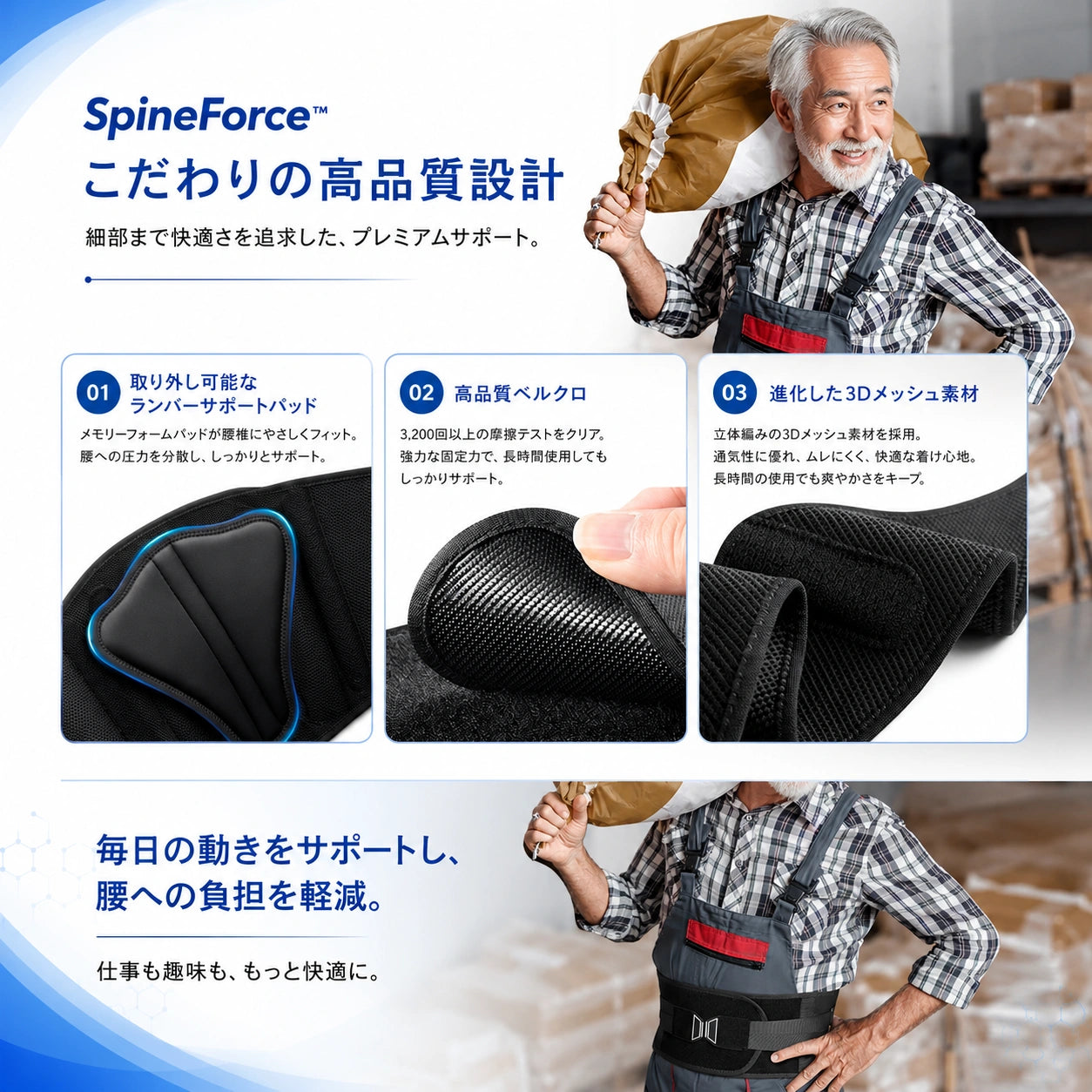 SpineForce™ 腰を支え、毎日をもっと快適に。