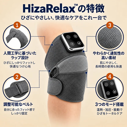 HizaRelax™｜温熱・加圧・振動の3in1ひざケア