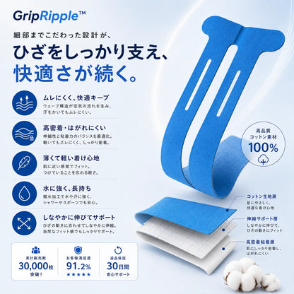 GripRipple™ Premium 膝用プレカット キネシオテープ - 見逃せない特別オファ