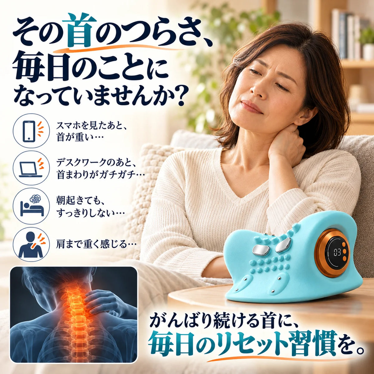 [特別オファー] KubiReset™ 温熱・EMS・振動・ストレッチの4in1ネックケア