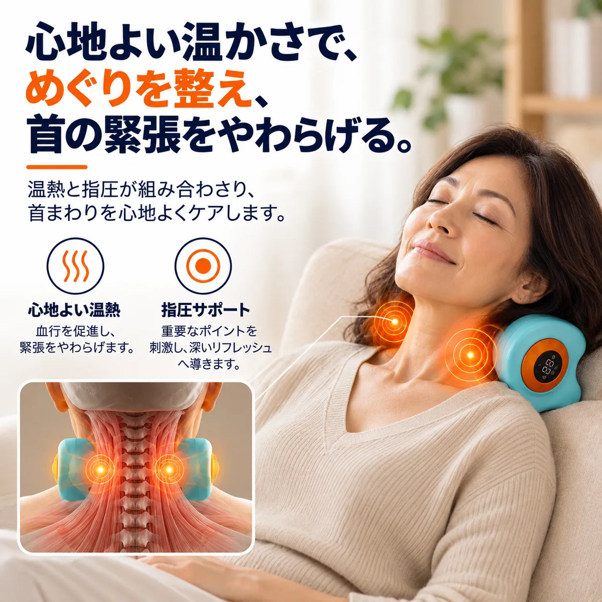 KubiReset™ 温熱・EMS・振動・ストレッチの4in1ネックケア