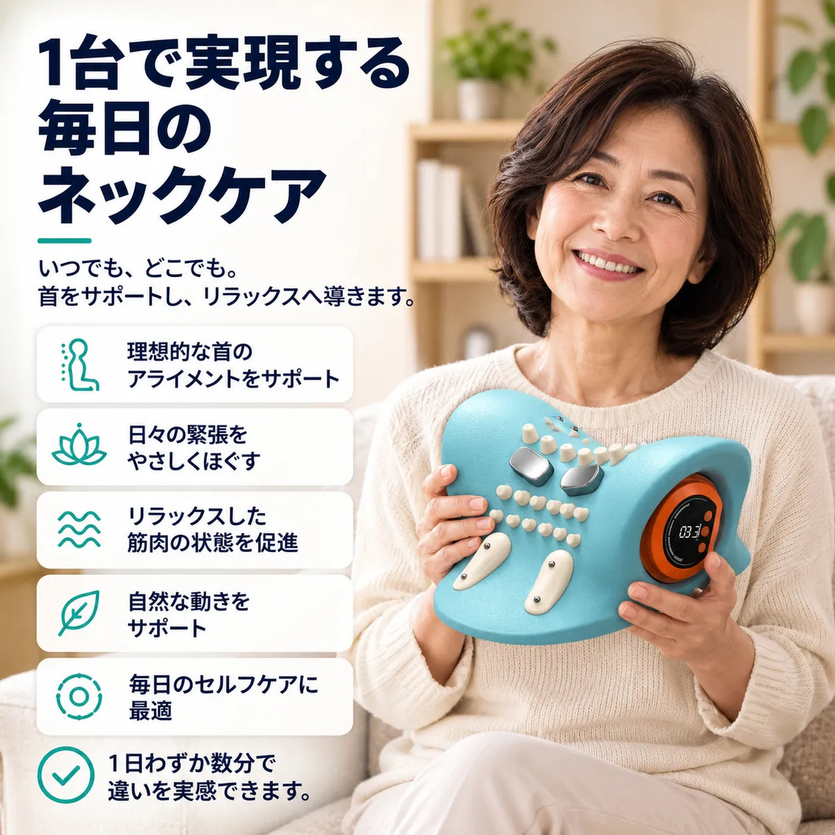 KubiReset™ 温熱・EMS・振動・ストレッチの4in1ネックケア