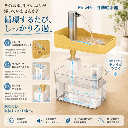 FlowPet 自動給水器 – 夏の水分補給をしっかりサポート