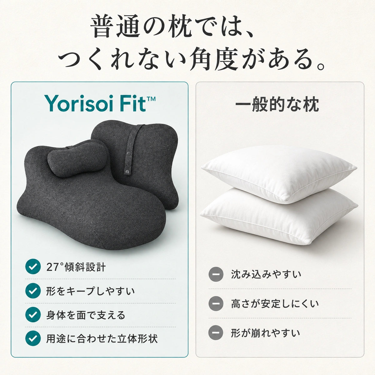 Yorisoi Fit™｜ふたりの時間をやさしく支える27°サポートクッション