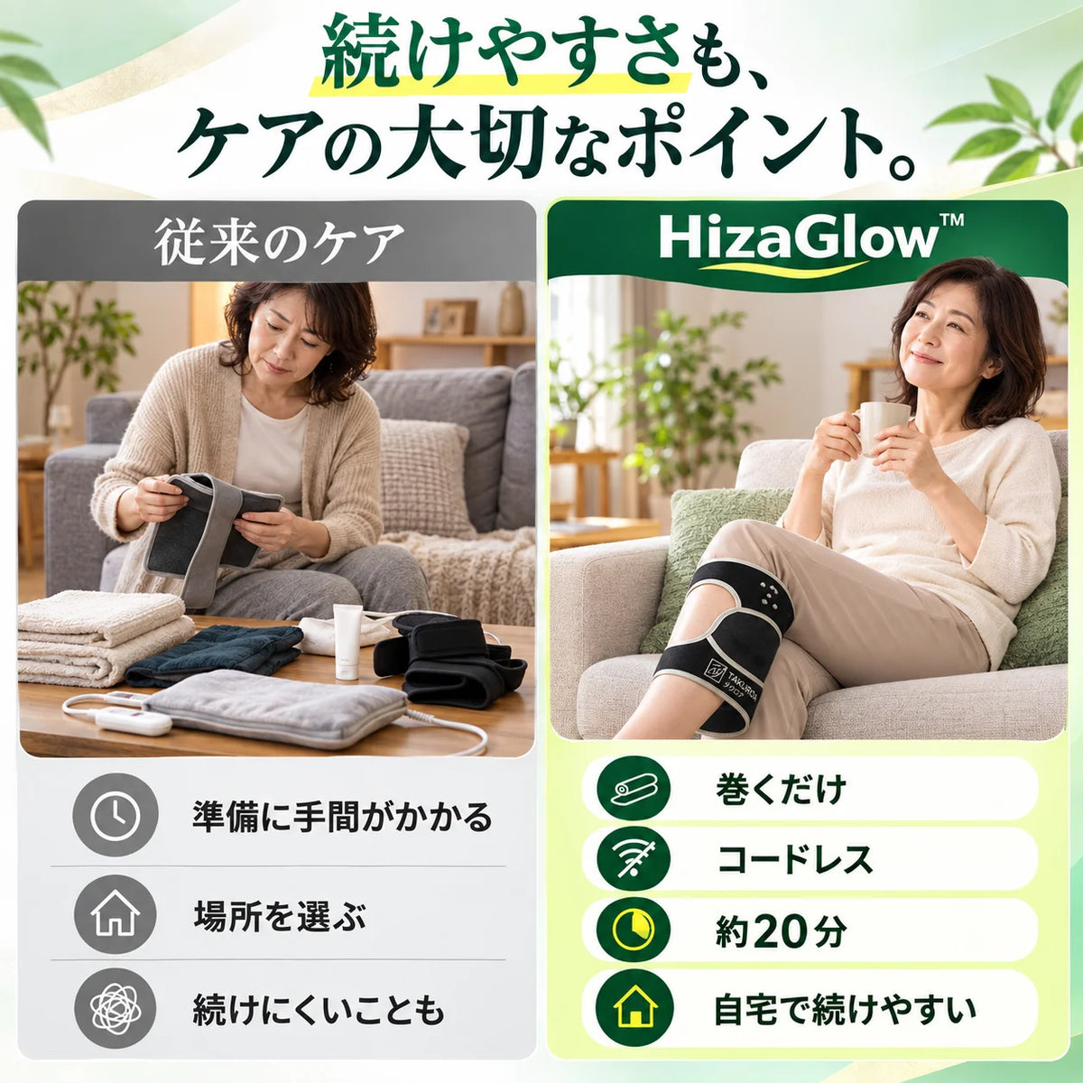 [特別オファー] HizaGlow™  赤色LED・近赤外線 2in1ひざケア