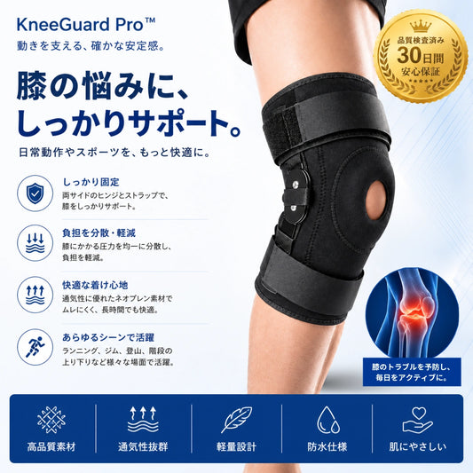 KneeGuard Pro™ | 動きを支える、確かな安定感。