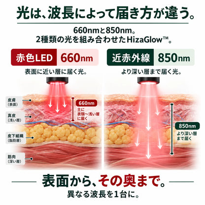 [特別オファー] HizaGlow™  赤色LED・近赤外線 2in1ひざケア