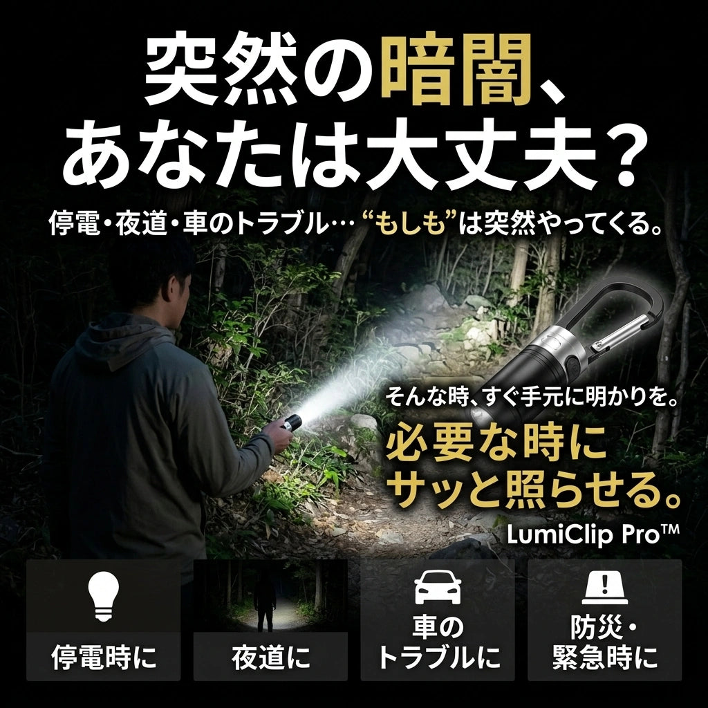 LumiClip Pro™ - 手のひらサイズで驚きの明るさ。超高輝度1200LM・6モード搭載の充電式ミニライト