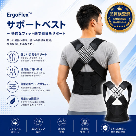 ErgoFlex™ サポートベスト – 快適なフィット感で毎日をサポート